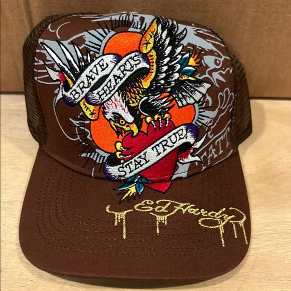 NWT Ed Hardy Brown Trucker‎ Hat